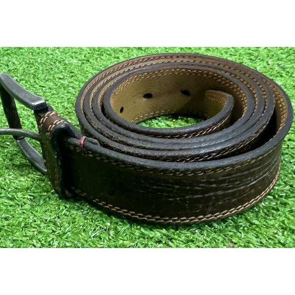 H.S. Trask Brown Genuine American Bison Leather Men's Belt Size 44 EUC Gallatin - Picture 3 of 9